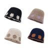 Cappello da pescatore casual retrò in maglia stile coreano con fiori alla moda in poliestere da donna