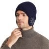 Winterliche, dick gefütterte Plüsch-Strickmütze mit Ohrenklappen und Ohrenschützern