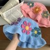 ウール編み オーダーメイドパッチ カラフルフラワー 編み込みバケットハット