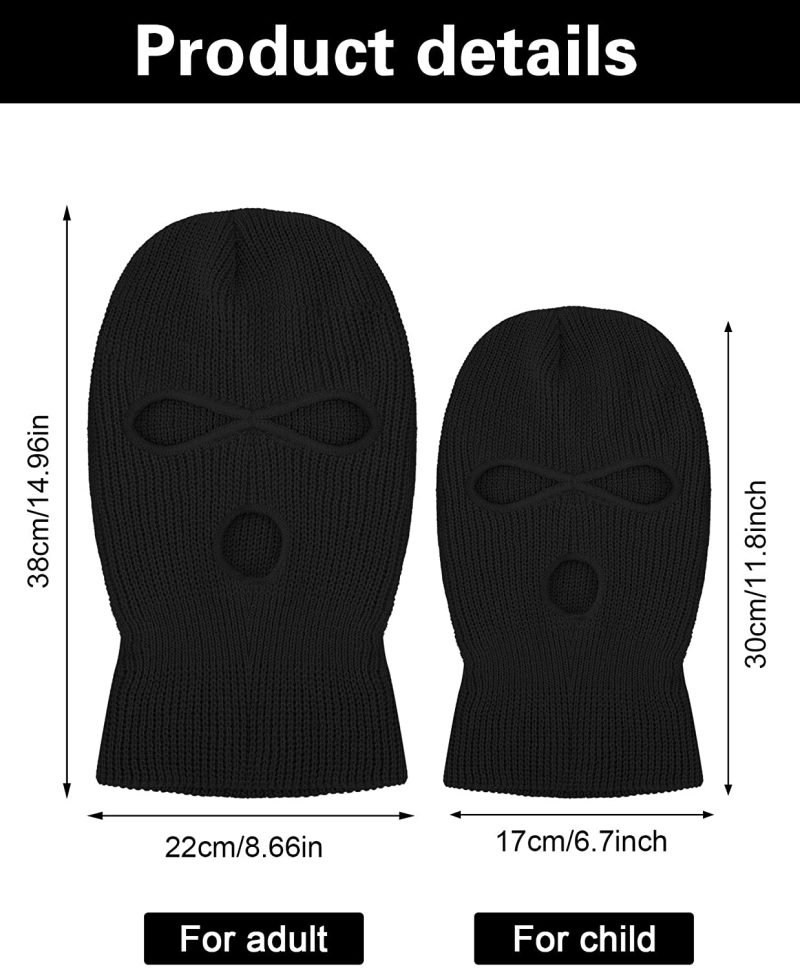 mask1 Custom Logo Acrylic Full Face Knit Ski Mask With 3 Holes