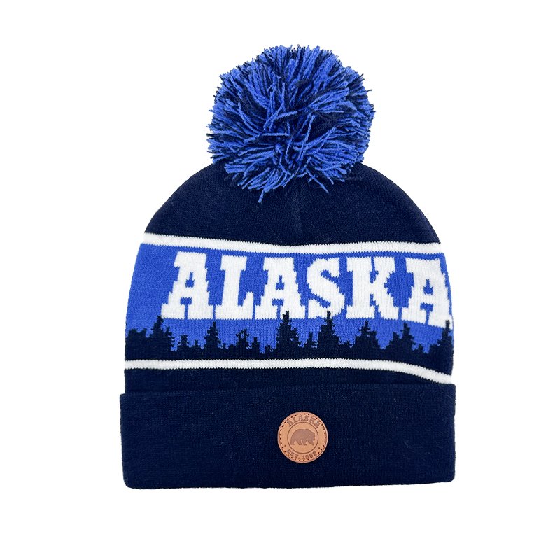 Bonnet à pompon en tricot jacquard avec logo brodé personnalisé