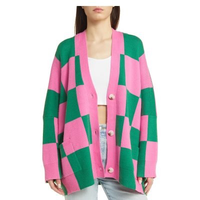 jumper Women's Long Sleeve Jacquard Oversized Loose Knitted Cardigan Sweater