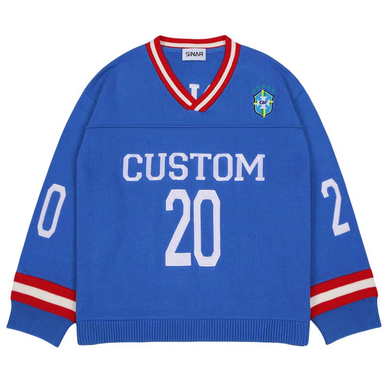 Maglione vintage personalizzato in maglia sportiva con ricamo per uomo
