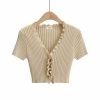 Cardigan da donna in maglia di poliestere antirughe a maniche corte