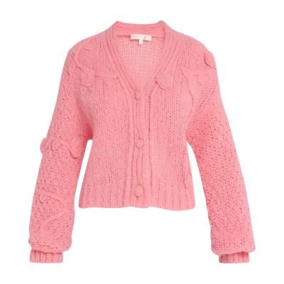 sweater Women's Cashmere Pink Cardigan Long Sleeve Knitted Loose Sweater