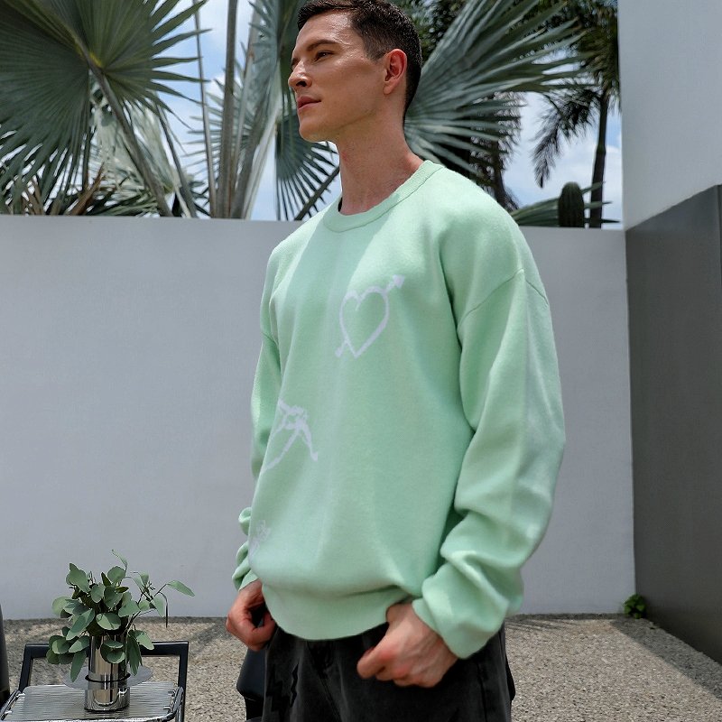 Maglione girocollo in maglia jacquard con grafica personalizzata per uomo