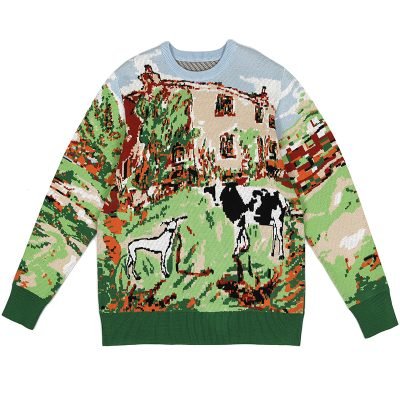 sweater3 Custom LOGO Men's Jacquard Pattern Pullover Cotton Casual Knitted Sweater