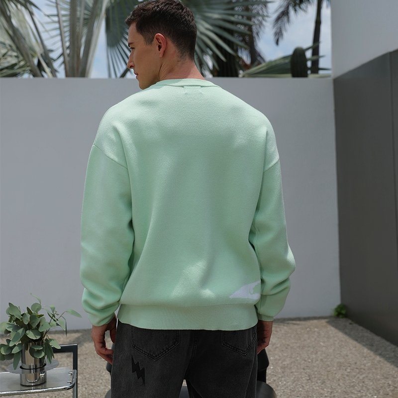 Maglione girocollo in maglia jacquard con grafica personalizzata per uomo
