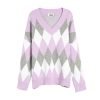Maglione da donna personalizzato in cotone a maniche lunghe con scollo a V in jacquard lavorato a maglia
