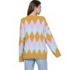 Maglione da donna personalizzato in cotone a maniche lunghe con scollo a V in jacquard lavorato a maglia