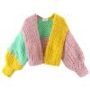 Cardigan en coton crocheté pour femme, col en V, personnalisé