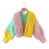 Cardigan en coton crocheté pour femme, col en V, personnalisé