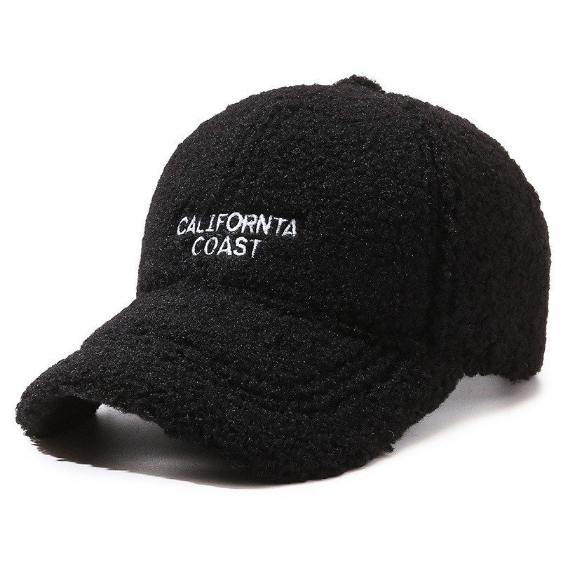 Casquette de baseball d'hiver épaisse en molleton brodé de style coréen en polyester personnalisé