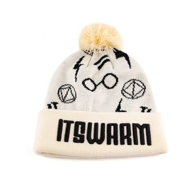 beanie3 Custom Embroidery logo Acrylic Pom Pom Beanie