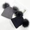 Bonnet en coton épais doublé polaire avec pompon en fausse fourrure, vente en gros