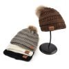 Cappello da sci invernale da donna personalizzato in acrilico con pompon in pelliccia sintetica