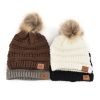 Cappello da sci invernale da donna personalizzato in acrilico con pompon in pelliccia sintetica