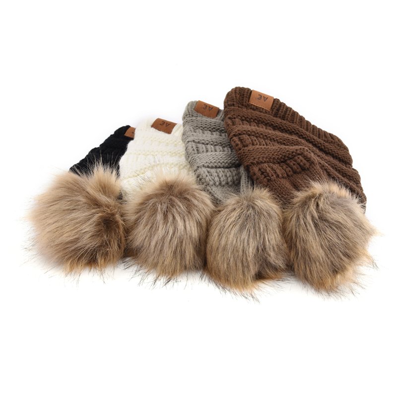 Cappello da sci invernale da donna personalizzato in acrilico con pompon in pelliccia sintetica