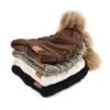 Cappello da sci invernale da donna personalizzato in acrilico con pompon in pelliccia sintetica
