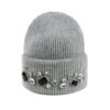 Women's Autumn & Winter Handmade Embossed Striped Polyester Knit Beanie