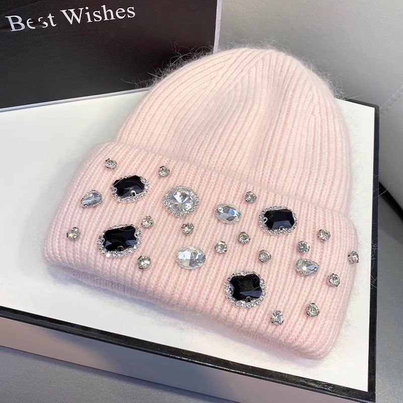 Women's Autumn & Winter Handmade Embossed Striped Polyester Knit Beanie