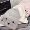 Women's Autumn & Winter Handmade Embossed Striped Polyester Knit Beanie