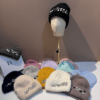 Women's Autumn & Winter Handmade Embossed Striped Polyester Knit Beanie