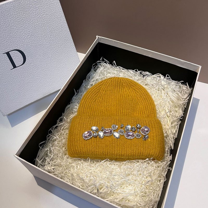 Women's Autumn & Winter Handmade Embossed Striped Polyester Knit Beanie