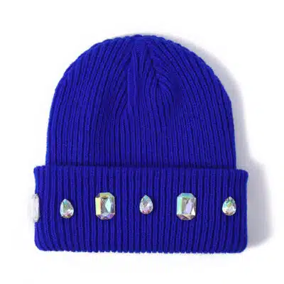 hbeanie4 Wholesale Custom Acrylic Beanie with Pearl Chain & Rhinestone – Warm & Stylish
