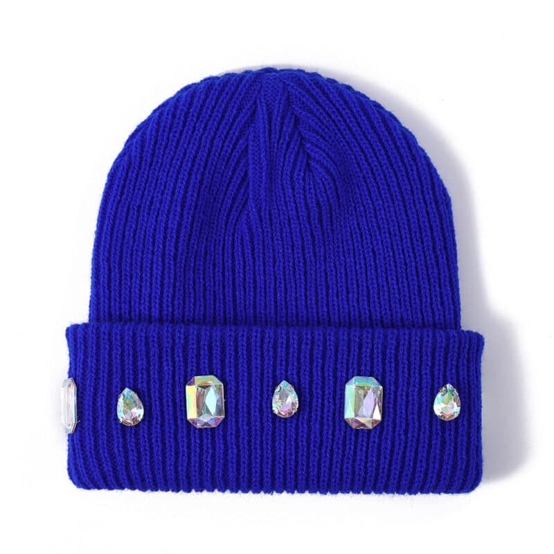 Wholesale Custom Acrylic Beanie with Pearl Chain & Rhinestone – Warm & Stylish