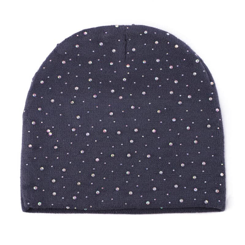 Bonnet en acrylique brodé 3D de qualité pour l'automne et l'hiver – Bonnet chaud en tricot avec strass pour voyager