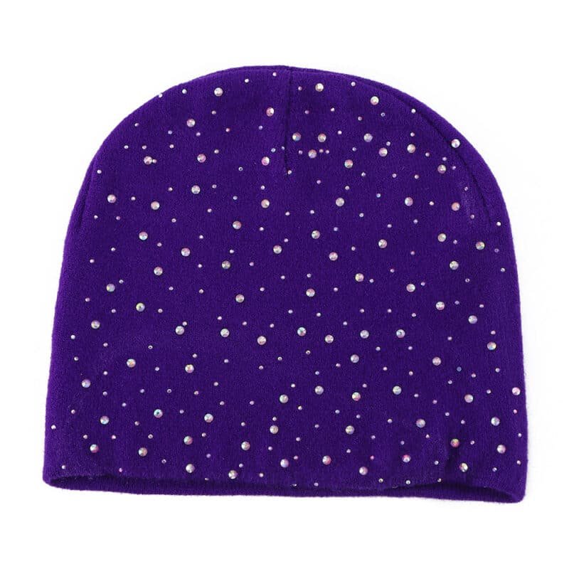 Bonnet en acrylique brodé 3D de qualité pour l'automne et l'hiver – Bonnet chaud en tricot avec strass pour voyager