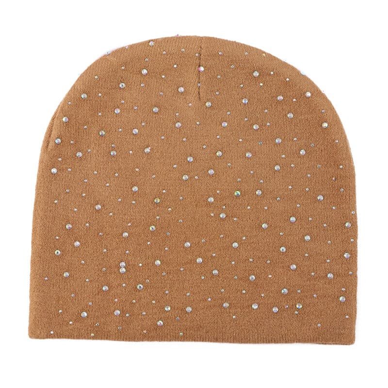 Bonnet en acrylique brodé 3D de qualité pour l'automne et l'hiver – Bonnet chaud en tricot avec strass pour voyager