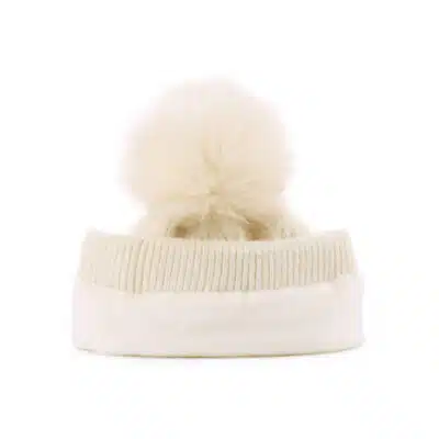 pom1 Custom Women's Fleece-Lined Knit Beanie with Rhinestones and Pom Pom