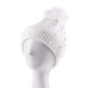 pom2 Custom Women's Fleece-Lined Knit Beanie with Rhinestones and Pom Pom
