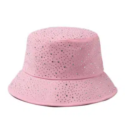 rbucket Women's Water Drop Rhinestone Bucket Hat – Cotton Fabric for Spring & Fall