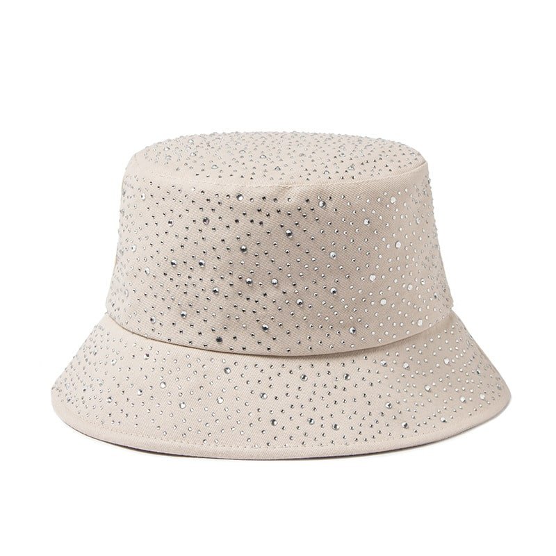 Chapeau bob pour femme avec strass en forme de goutte d'eau – Tissu en coton pour le printemps et l'automne