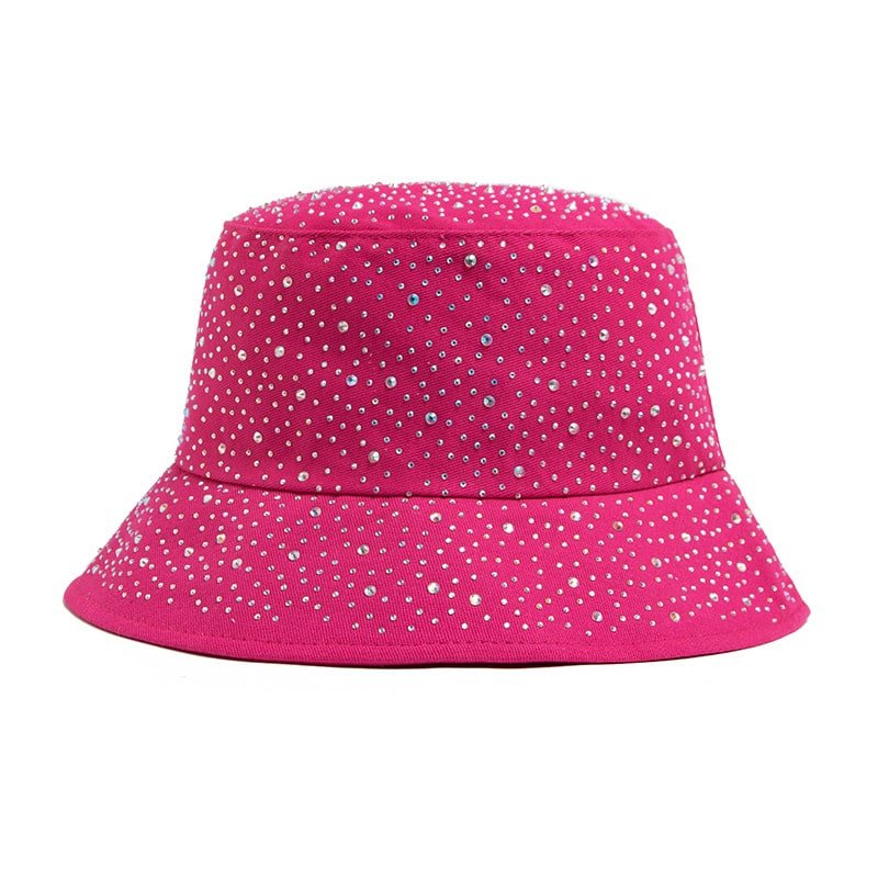 Chapeau bob pour femme avec strass en forme de goutte d'eau – Tissu en coton pour le printemps et l'automne