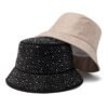 Chapeau bob pour femme avec strass en forme de goutte d'eau – Tissu en coton pour le printemps et l'automne
