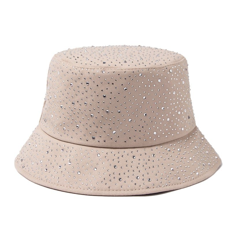 Chapeau bob pour femme avec strass en forme de goutte d'eau – Tissu en coton pour le printemps et l'automne