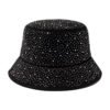 Chapeau bob pour femme avec strass en forme de goutte d'eau – Tissu en coton pour le printemps et l'automne