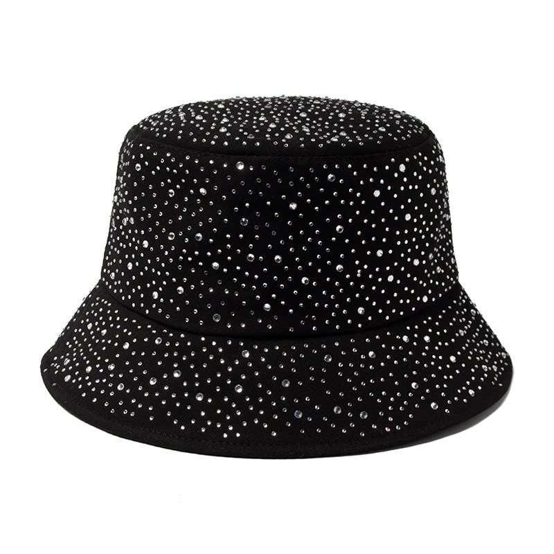 Chapeau bob pour femme avec strass en forme de goutte d'eau – Tissu en coton pour le printemps et l'automne