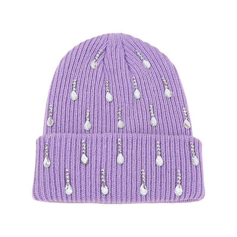 Y2K Rhinestone Knit Beanie – Custom Logo Warm Winter Hat
