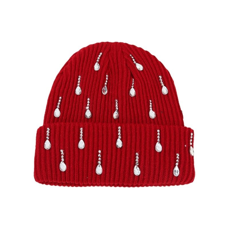 Y2K Rhinestone Knit Beanie – Custom Logo Warm Winter Hat