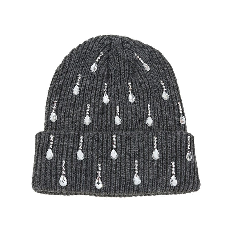 Y2K Rhinestone Knit Beanie – Custom Logo Warm Winter Hat