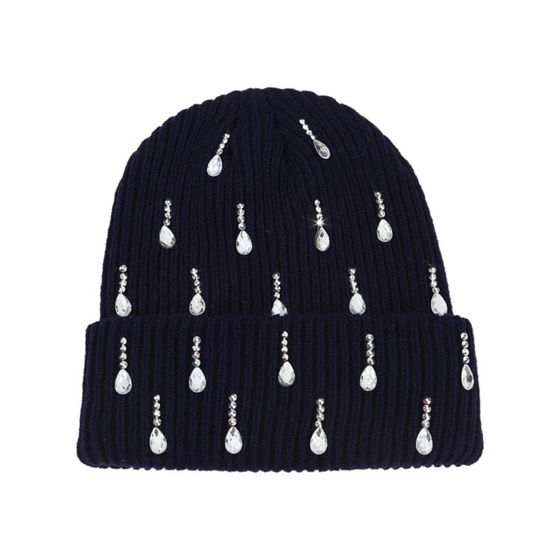Y2K Rhinestone Knit Beanie – Custom Logo Warm Winter Hat