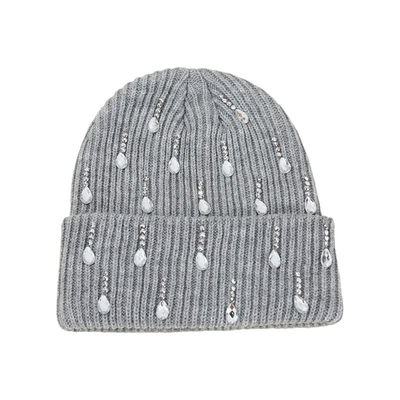 Y2K Rhinestone Knit Beanie – Custom Logo Warm Winter Hat